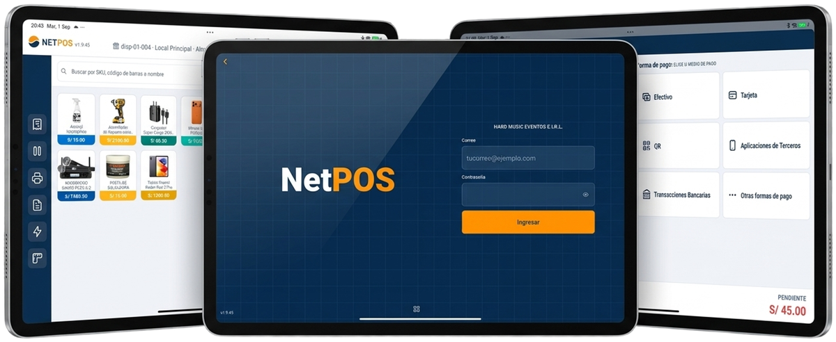 NetPOS funcionando en tablet
